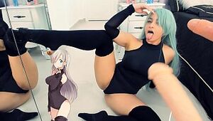 Super hot Elizabeth liones - Double Dt Cosplay Nymph and Ahegao face - Cosplay Nymph Chupando Gostoso 2 Faux-cocks - Inward cum shot