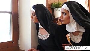 Bizarre crazy pornography with cathlic nuns and monster