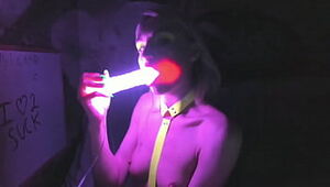 kelly copperfield deepthroats LED glowing pulverize stick on webcam