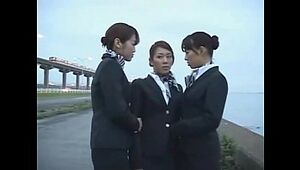 3 Japanese Lesbian Airline Stewardess Dolls Kissing!