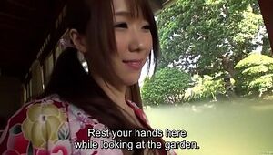 Subtitled uncensored Chinese Hitomi Oki make-out in ryokan