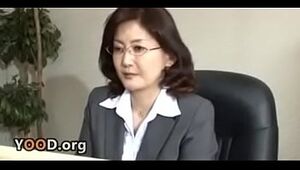 Japanese school director strokes in the office