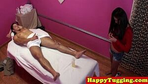 Real jap masseuse caresses customers man rod